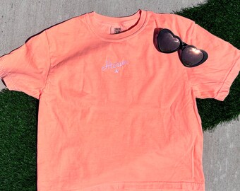 T-shirt orange fluo brodé HTown de baseball Houston Astros pour FEMME