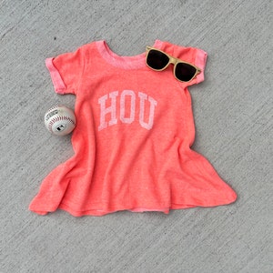 TODDLER Houston Astros Terry Dress - HOU Distressed Collegiate - Neon Orange