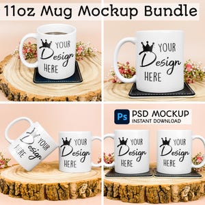 Mug Mockup Bundle 11oz White Coffee Mug Mockup PSD Smart Object Layer Mockup| 11oz Printify Mug PSD Bundle| White PSD Mug Mockup