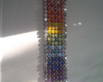 Salvaged Chakras - small bottle cap tapestry