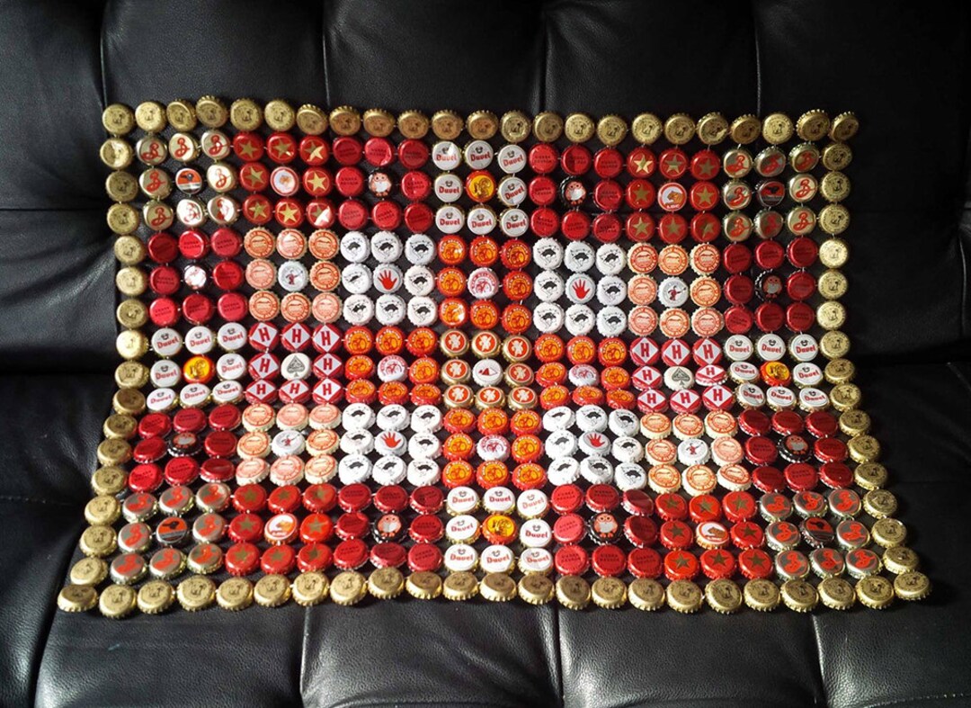 Red & White Bottle Cap Quilt Etsy