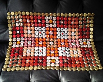 Red & White Bottle Cap Quilt