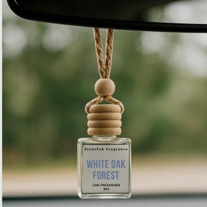 White Oak & Vanilla Car Air Freshener: Refillable Hanging Diffuser