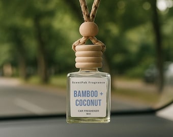 Bamboo Coconut Car Air Freshener: Refillable Hanging Diffuser