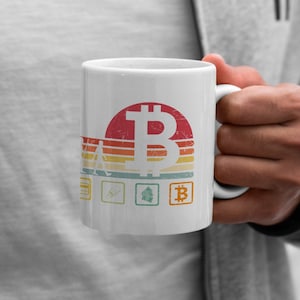 Caneca Evolution to Bitcoin - Caneca de café criptográfica divertida para entusiastas de criptomoedas, mercadoria Bitcoin, presente Blockchain