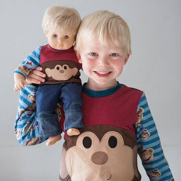 DOLLY Mac's Monster T-shirt PDF Sewing Pattern Sized for 15 and 18 inch dolls