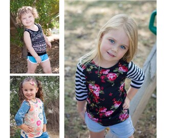 Perfect Layering Tee Knit PDF Sewing Pattern Sizes 1/2- 16 Girls