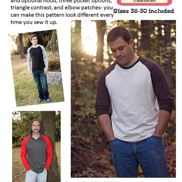 Jerry's Raglan Shirt Men's PDF sewing pattern sizes 36-50 included