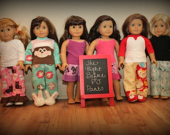 The Night Before PJ Pants and Shorts PDF sewing pattern DOLLY Sized for 15 and 18 inch dolls