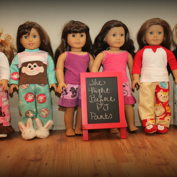 The Night Before PJ Pants and Shorts PDF sewing pattern DOLLY Sized for 15 and 18 inch dolls