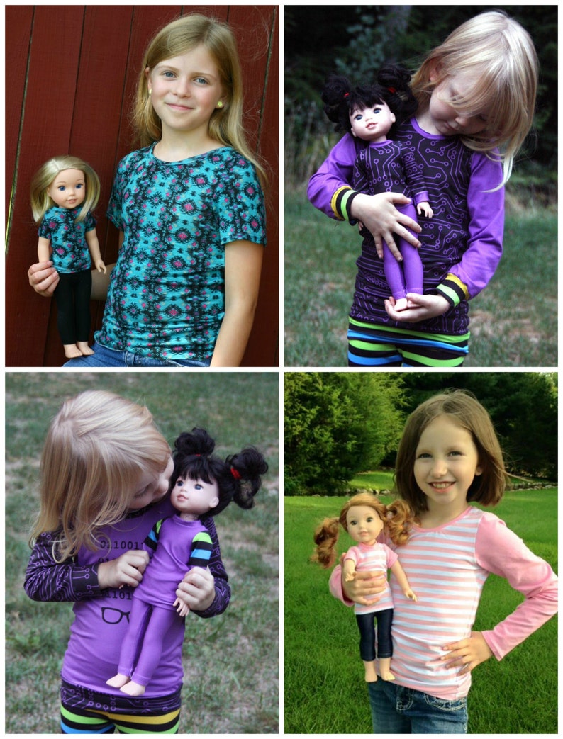 Perfect Layering Tee for Wellie Wishers Dolls Knit PDF Sewing Pattern Sized 14.5 inch dolls image 3
