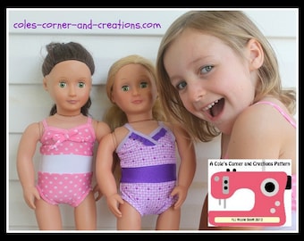 All 4 One Stylish Swimsuit PDF sewing pattern for dolly