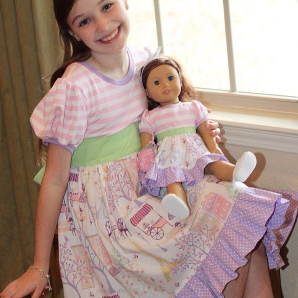 Avonlea Dress for DOLLY PDF Sewing Pattern Sized for 15 and 18 inch dolls
