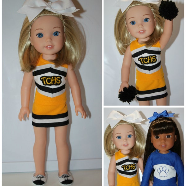 Victory Cheerleading Uniform for Wellie Wisher dolls PDF Sewing Pattern Sized for 14.5 inch dolls