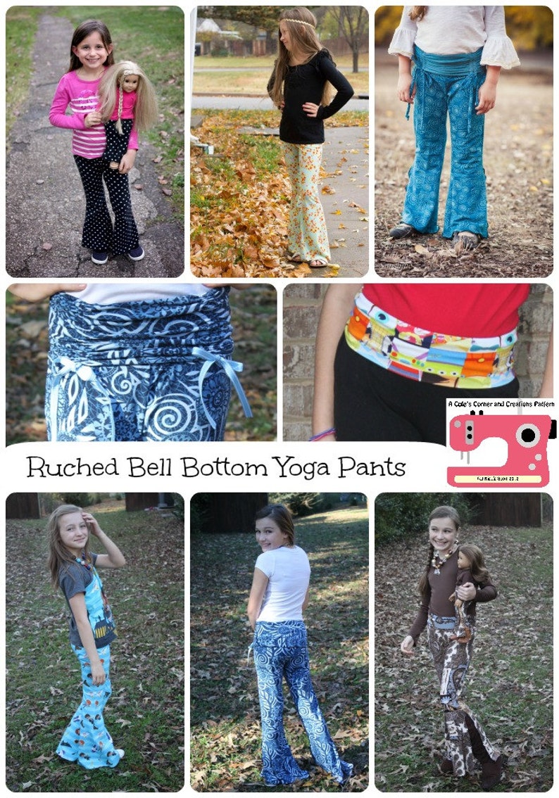 Ruched Bell Bottom Yoga Pants PDF Sewing Pattern Sizes 1/216 Etsy