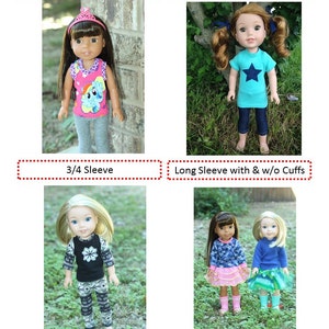 Perfect Layering Tee for Wellie Wishers Dolls Knit PDF Sewing Pattern Sized 14.5 inch dolls image 2