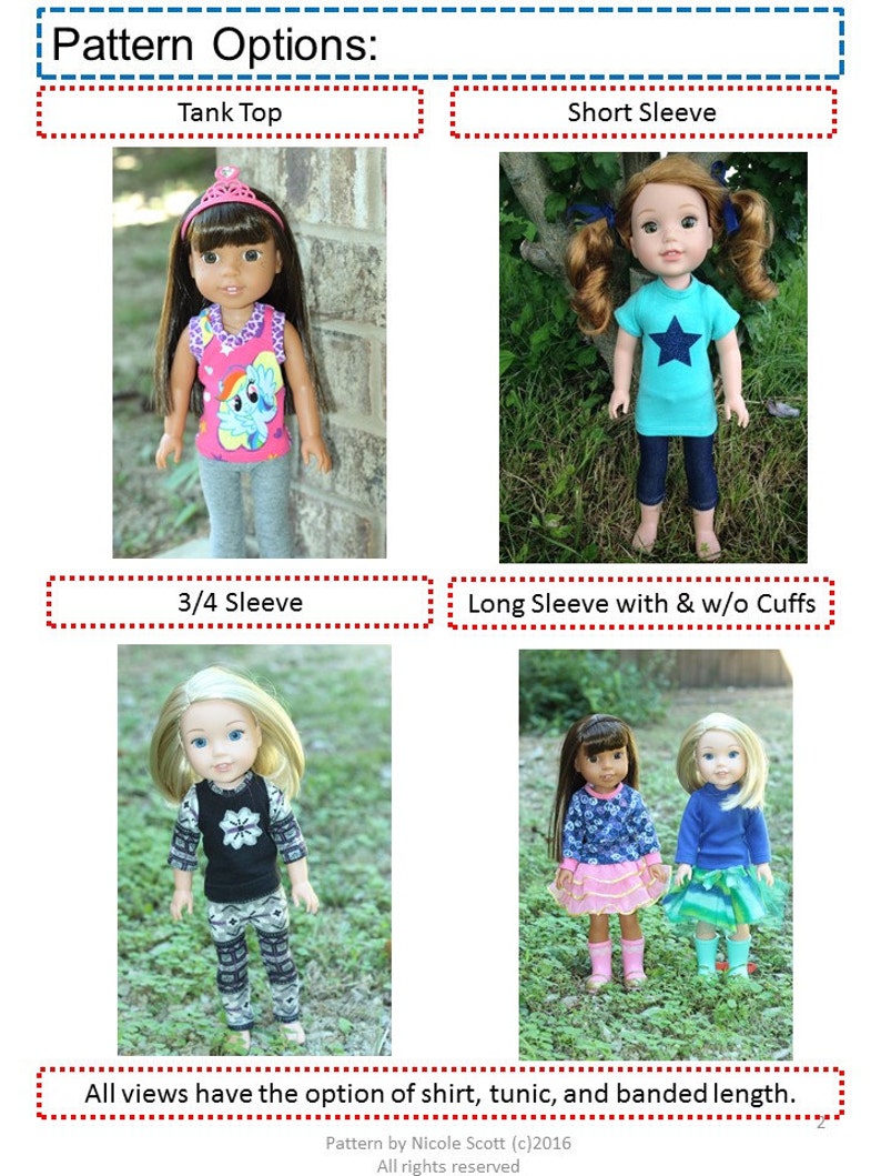 Perfect Layering Tee for Wellie Wishers Dolls Knit PDF Sewing Pattern Sized 14.5 inch dolls image 2