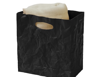 Knitterbox Maxi schwarz - Blumenvase edle Dekovase mit Knitteroptik Blumenbox Geschenkideen