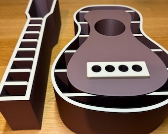 Drukowany w 3D organizer na biurko z gitarą i ukulele – wyjątkowy pojemnik dla muzyków, idealny na długopisy, narzędzia i artykuły biurowe