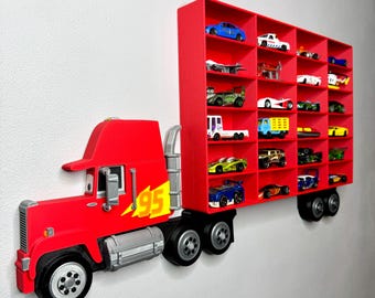 Mensola porta macchinine - Design realistico di un camioncino / Espositore da parete per Hot Wheels/Matchbox/Disney