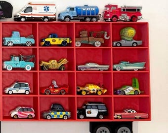 16 Compartments SHELF ONLY ADDON For Larger Cars/Truck | Wall Mounted Toy Car Storage/Holder Shelf | Choice of Colours
