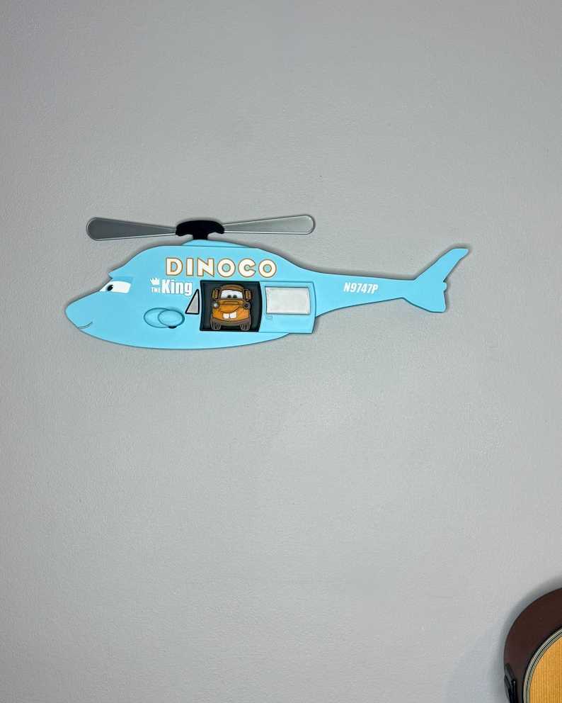 Letrero 3D de grúa en helicóptero / Decoración para dormitorio infantil imagen 7