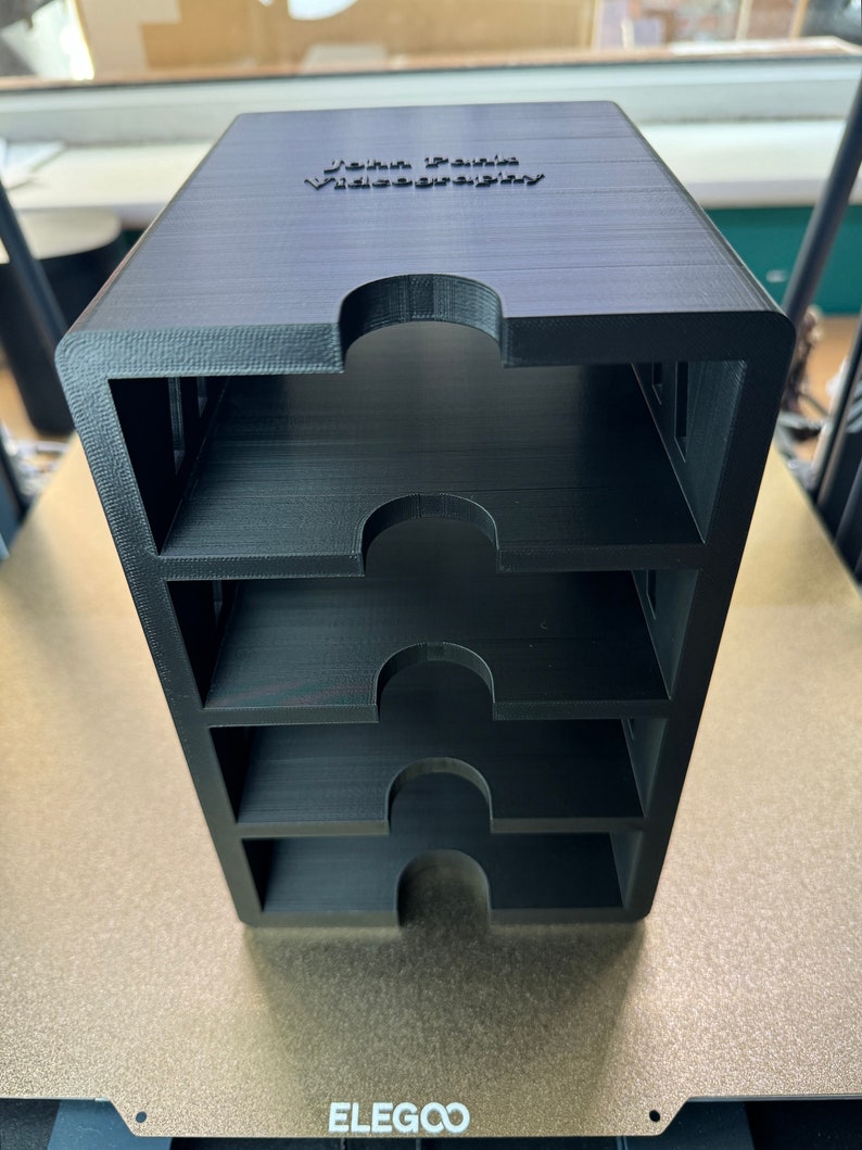 3D printed PLA shelf unit for storing the seagate 8TB Expansion Hard Drive to keep your office or desk tidy and organised.