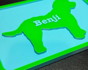 Cockapoo Custom Dog Name Sign | Personalised Crate Nameplate for Dog Owners | Hanging Pet Name Plaque with Holes or Without | Custom Colours