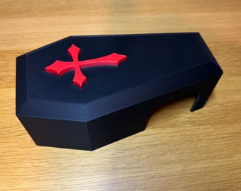 Reptile Coffin Hide | 3D Printed Gothic Enclosure Decor for Snakes, Geckos, Lizards | 9” Long Shelter/Cave/Home