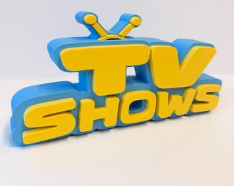 TV Shows Shelf Sign 27.5cm/10.9inch | Movie Collection Display | Film Room Decor