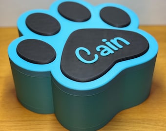 Large 1300ml Paw Print Memorial Box for Pets up to 30kg | Colourful Urn For Displaying Pet Ashes/Mementos | Suitable for Dogs & Cats