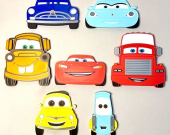 3D Style Car Characters Discount MULTIBUY Listing | Front View Large Wall Signs | Kids Bedroom Decor