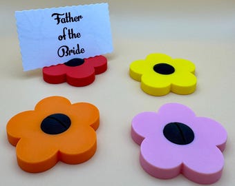 FIVE Flower Shaped Wedding Place Card Holders – Elegant 3D-Printed Table Décor for Bride, Groom, and Guests - Choice of Colour