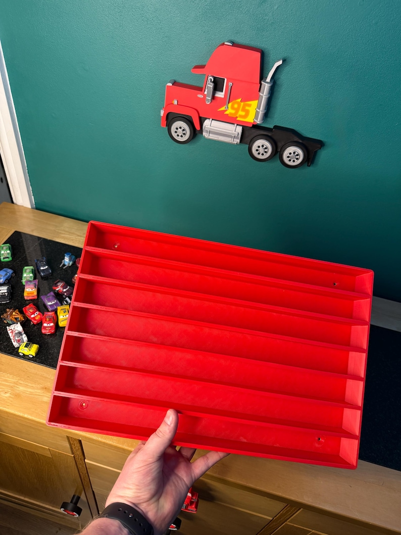Truck Shaped Storage Shelf for Toy MINI Cars | 1 Shelf Holds Up To 105 Cars | Realistic Truck Design, Wall Mounted Toy Cars Display image 13