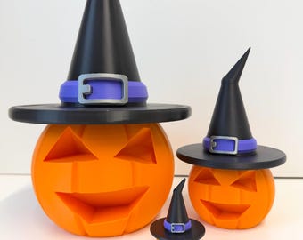 Halloween Pumpkin With Witches Hat Decoration | Seasonal Decor | Pumpkin Family