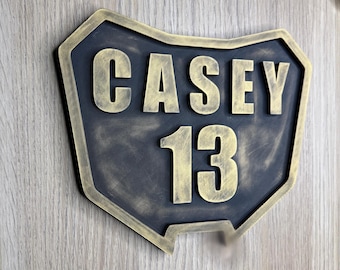 Motocross Personalised Racing Plate 3D Wall Sign | Kids Bedroom Decor | Motorbike Decor