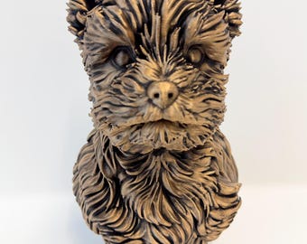 Large Yorkshire Terrier Bust 12 inches / 30.5cm | Gold Finish | Dog Sculpture | 3D Printed Pet Decor