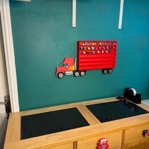 Truck Shaped Storage Shelf for Toy MINI Cars | 1 Shelf Holds Up To 105 Cars | Realistic Truck Design, Wall Mounted Toy Cars Display image 14