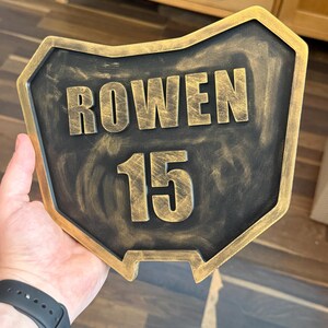 Motocross Personalised Racing Plate 3D Wall Sign | Kids Bedroom Decor | Motorbike Decor image 2