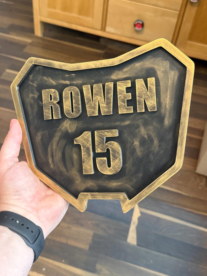Motocross Personalised Racing Plate 3D Wall Sign | Kids Bedroom Decor | Motorbike Decor image 2