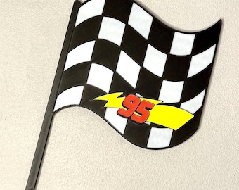 3D Race Stripes Flag - Lightning Bolt 3D Wall Sign | Kids Bedroom Decor
