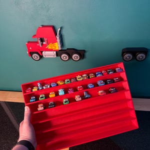 Truck Shaped Storage Shelf for Toy MINI Cars | 1 Shelf Holds Up To 105 Cars | Realistic Truck Design, Wall Mounted Toy Cars Display image 6