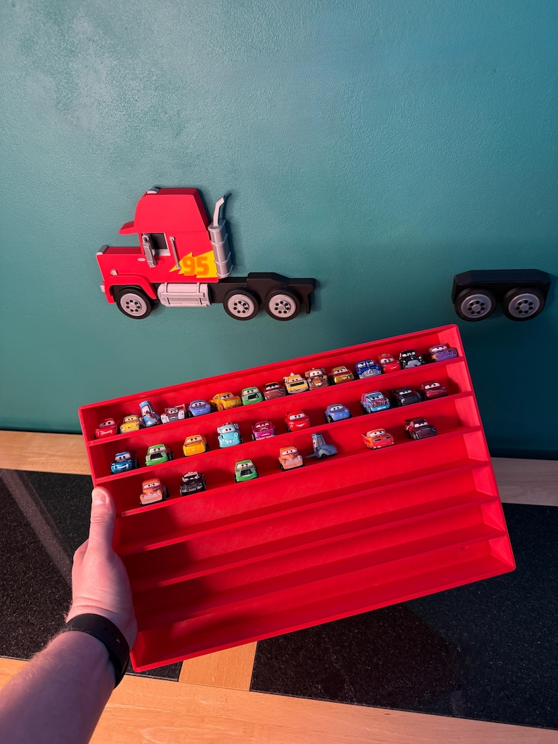 Truck Shaped Storage Shelf for Toy MINI Cars | 1 Shelf Holds Up To 105 Cars | Realistic Truck Design, Wall Mounted Toy Cars Display image 6