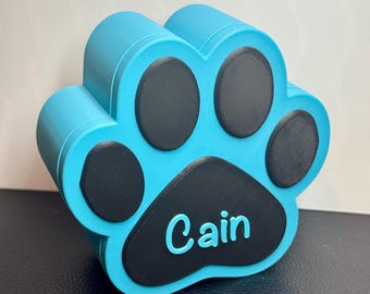 Small Paw Print Shaped Box Personalised - 3d Effect | For Storing and Displaying Pet Ashes or Mementos - Small Dogs, Cats, Rodents etc