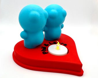 Personalised 3D Printed Bubble Couple LED Tealight Holder | Custom Names or Message | Romantic Gift | Valentine’s Day