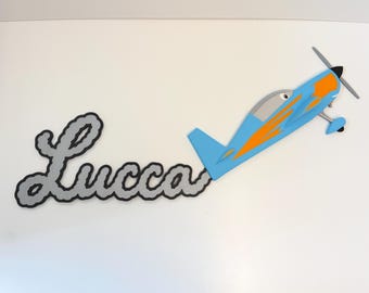 Personalised Plane Wall Sign | Name in Smoke Trail | Bedroom Decor