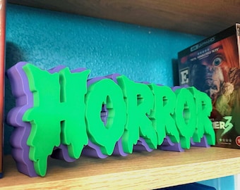 Horror Shelf Sign 29cm/11.5inch | Movie Collection Display | Film Room Decor