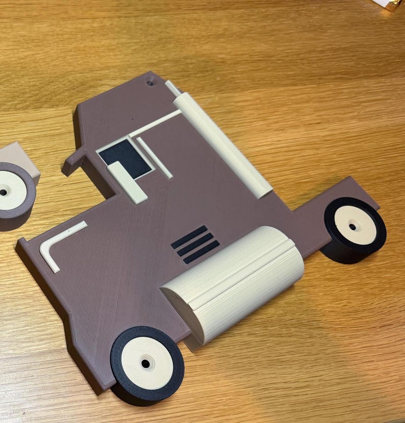 Truck-shaped dark wood effect piece for stylish organisation. Ideal for Hot Wheels, Matchbox, or Disney Cars displays. Upgrade your space with a durable and tidy solution to complement any shelf or decor while adding a creative and functional touch.