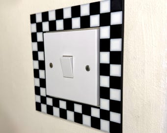 Checkered Light Switch Frame - Race Car Decor for UK Switches