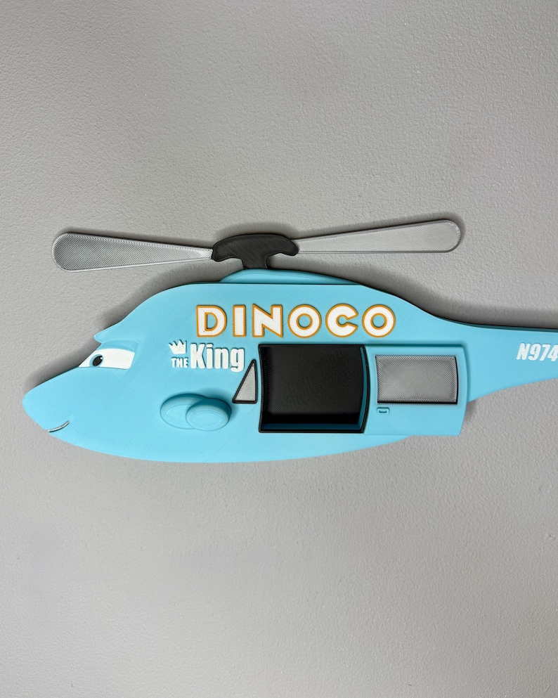 Letrero 3D de grúa en helicóptero / Decoración para dormitorio infantil imagen 5